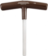 Paramount - 3/8" Hex, T-Handle Cushion Grip, Hex Key - 6" OAL, Steel, Inch System of Measurement - Americas Industrial Supply