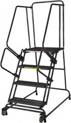 Ballymore - 50" 5 Step Ladder - Rolling Safety Ladder, 450 Lb Capacity, 50" Platform Height, 30" Base Width x 52" Base Depth, Expanded Metal Tread - Americas Industrial Supply