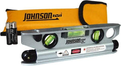 Johnson Level & Tool - 1 Beam 100' Max Range Torpedo Laser Level - Red Beam, 1/8" at 50' Accuracy, 7-1/2" Long x 2" Wide x 3/4" High, Battery Included - Americas Industrial Supply