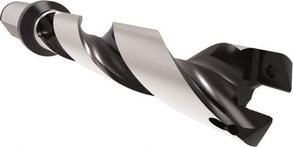 Allied Machine and Engineering - Series 24, 24 to 25.99mm Diam, 25mm Diam Straight Shank with Flange, Helical Flute Spade Drill - 129.9mm Max Depth, 165.8mm Body Length, 221.8mm OAL, Standard Length, Through Coolant - Americas Industrial Supply