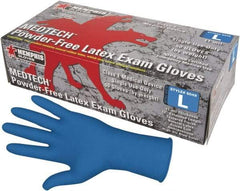 MCR Safety - Size XL, 11 mil, Medical Grade, Powder Free Latex Disposable Gloves - 12" Long, Blue, Textured Rolled Cuffs, FDA Approved, Ambidextrous - Americas Industrial Supply