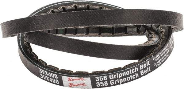 Browning - Section 3VX, 3/8" Wide, 40" Outside Length, Gripnotch V-Belt - Rubber Compound, 358 Gripnotch, No. 3VX400 - Americas Industrial Supply