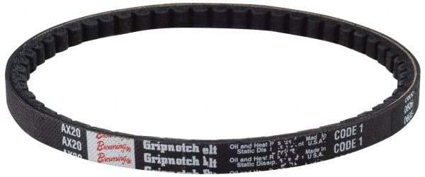Browning - Section AX, 1/2" Wide, 128" Outside Length, Gripnotch V-Belt - Rubber Compound, Gripnotch, No. AX128 - Americas Industrial Supply