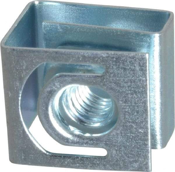 Made in USA - #10-32 Screw, 0.069 to 0.079" Thick, Spring Steel G Nut Retainer - 19/64" Center Edge, Zinc-Plated Finish - Americas Industrial Supply