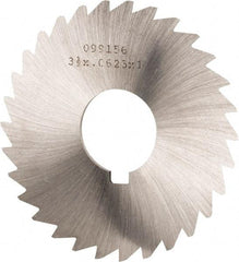 Made in USA - 3-1/2" Diam x 1/16" Blade Thickness x 1" Arbor Hole Diam, 34 Tooth Slitting and Slotting Saw - Arbor Connection, Right Hand, Uncoated, High Speed Steel, Concave Ground, Contains Keyway - Americas Industrial Supply