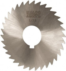 Made in USA - 3-1/2" Diam x 1/32" Blade Thickness x 1" Arbor Hole Diam, 34 Tooth Slitting and Slotting Saw - Arbor Connection, Right Hand, Uncoated, High Speed Steel, Concave Ground, Contains Keyway - Americas Industrial Supply