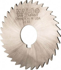 Made in USA - 3-1/2" Diam x 3/32" Blade Thickness x 1" Arbor Hole Diam, 34 Tooth Slitting and Slotting Saw - Arbor Connection, Right Hand, Uncoated, High Speed Steel, Concave Ground, Contains Keyway - Americas Industrial Supply