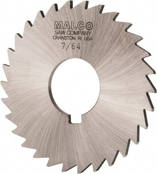 Made in USA - 3" Diam x 7/64" Blade Thickness x 1" Arbor Hole Diam, 30 Tooth Slitting and Slotting Saw - Arbor Connection, Right Hand, Uncoated, High Speed Steel, Concave Ground, Contains Keyway - Americas Industrial Supply