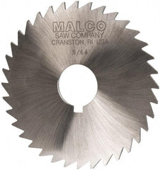 Made in USA - 4" Diam x 5/64" Blade Thickness x 1" Arbor Hole Diam, 36 Tooth Slitting and Slotting Saw - Arbor Connection, Right Hand, Uncoated, High Speed Steel, Concave Ground, Contains Keyway - Americas Industrial Supply