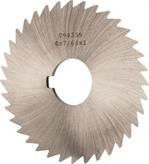 Made in USA - 4" Diam x 7/64" Blade Thickness x 1" Arbor Hole Diam, 36 Tooth Slitting and Slotting Saw - Arbor Connection, Right Hand, Uncoated, High Speed Steel, Concave Ground, Contains Keyway - Americas Industrial Supply