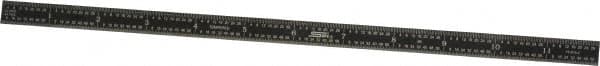 SPI - 12" Long, 1/64, 1/32, 1/16, 1/8" Graduation, Flexible Steel Rule - 4R Graduation Style, 1/2" Wide, Black, Black Chrome Finish - Americas Industrial Supply