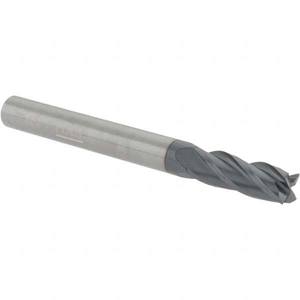 Square End Mill: 1/4'' Dia, 1/4'' LOC, 1/4'' Shank Dia, 2.5'' OAL, 4 Flutes 30 ° Helix
