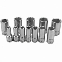 SK - 1/4" Drive Semi-Deep Socket Set - 5 to 15mm, Metric Measurement Standard - Americas Industrial Supply