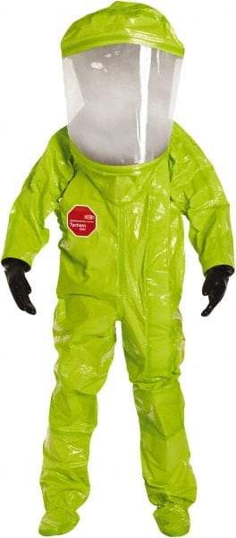 Dupont - Size M, High Visibility Lime, Chemical, Disposable Encapsulated Suit - Attached Hood, Elastic Ankle, Elastic Wrist - Americas Industrial Supply