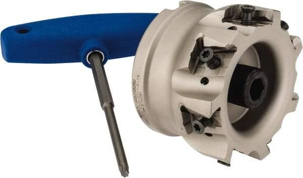 Iscar - 7 Inserts, 3" Cut Diam, 1" Arbor Diam, 0.63" Max Depth of Cut, Indexable Square-Shoulder Face Mill - 0/90° Lead Angle, 2" High, T490 LN.T 1607 Insert Compatibility, Through Coolant, Series Helitang - Americas Industrial Supply