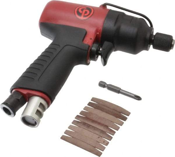 Chicago Pneumatic - 1/4" Bit Holder, 5,600 RPM, Pistol Grip Handle Air Screwdriver - 4.4 to 30 Ft/Lb Torque, 1/4 NPT Inlet, 6.8 CFM - Americas Industrial Supply