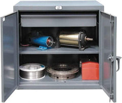 Strong Hold - 1 Shelf 1 Bin Locking Storage Cabinet - Steel, 24" Wide x 20" Deep x 36" High, Dark Gray - Americas Industrial Supply