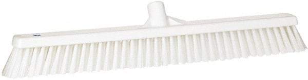 Vikan - 24" Combo Duty Synthetic Push Broom - 2" Bristle Length, Plastic Block, European Threaded Handle Connection - Americas Industrial Supply