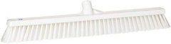 Vikan - 24" Combo Duty Synthetic Push Broom - 2" Bristle Length, Plastic Block, European Threaded Handle Connection - Americas Industrial Supply