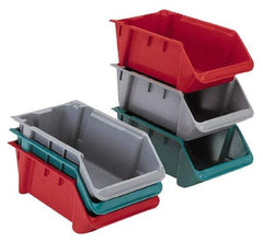 LEWISBins+ - 500 Lb. Load Capacity, 18-1/8" Deep, Green Polyethylene Hopper Stacking Bin - 7-5/8" High x 11-3/8" Wide x 18-1/8" Long - Americas Industrial Supply