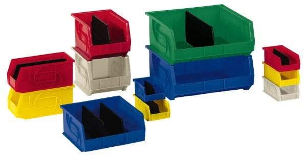 LEWISBins+ - 40 Lb. Load Capacity, 14-3/4" Deep, Gray Polypropylene Hopper Stacking Bin - 7" High x 16-1/2" Wide x 14-3/4" Long - Americas Industrial Supply