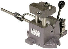 Heinrich - 1-1/2 to 2-1/2" Vee Capacity, Air Cross Hole Jig - 10-1/2" Long x 9-1/8" Wide x 8-5/8" High, 5/16, 1/2, 3/4, 1 & 1-3/8" ID of Furnished Liners - Americas Industrial Supply