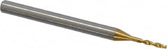 OSG - #57 140° Spiral Flute Vanadium High Speed Steel Screw Machine Drill Bit - TiN Finish, Right Hand Cut, 7mm Flute Length, 39mm OAL, Faceted Point, Straight Shank - Americas Industrial Supply