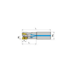 Indexable Square-Shoulder End Mill:  CHSC.0625.R.0211A100EF,  0.6250'' Cut Dia,  0.3930'' Max Depth of Cut,  0.6250'' Shank Dia,  Cylindrical Shank Uses  2,  Normal Pressure,