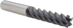 Value Collection - 1/2", 2" LOC, 1/2" Shank Diam, 4" OAL, 5 Flute, Solid Carbide Square End Mill - Single End, TiAlN Finish, Spiral Flute, 45° Helix, Right Hand Cut, Right Hand Flute - Americas Industrial Supply