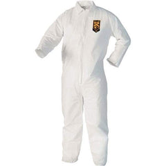 KleenGuard - Size L Film Laminate Chemical Resistant Coveralls - White, Zipper Closure, Open Cuffs, Open Ankles - Americas Industrial Supply