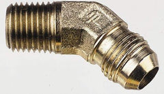 Parker - 1/2" Tube OD, 37° Steel Flared Tube Male 45° Elbow - 3/4 NPTF, Flare x MNPTF Ends - Americas Industrial Supply