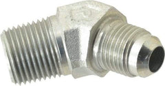 Parker - 3/8" Tube OD, 37° Steel Flared Tube Male 45° Elbow - 3/8 NPTF, Flare x MNPTF Ends - Americas Industrial Supply