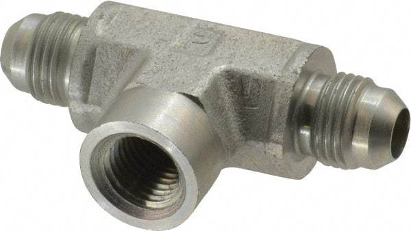 Parker - 3/8" Tube OD, 37° Steel Flared Tube Female Branch Tee - 1/4 NPTF, Flare x FNPTF Ends - Americas Industrial Supply