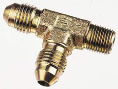 Parker - 1/2" Tube OD, 37° Steel Flared Tube Male Run Tee - 3/8 NPTF, Flare x MNPTF Ends - Americas Industrial Supply