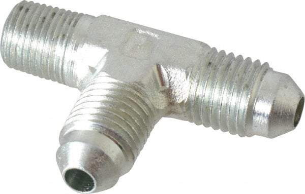 Parker - 1/4" Tube OD, 37° Steel Flared Tube Male Run Tee - 1/8 NPTF, Flare x MNPTF Ends - Americas Industrial Supply