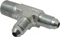 Parker - 1/4" Tube OD, 37° Steel Flared Tube Male Run Tee - 1/4 NPTF, Flare x MNPTF Ends - Americas Industrial Supply