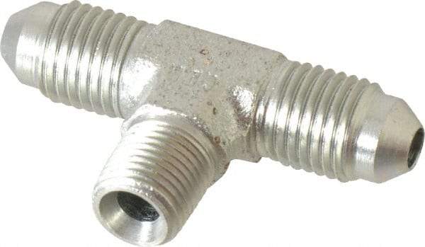 Parker - 1/4" Tube OD, 37° Steel Flared Tube Male Branch Tee - 1/8 NPTF, Flare x MNPTF Ends - Americas Industrial Supply