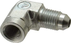 Parker - 1/4" Tube OD, 37° Steel Flared Tube Female Elbow - 1/8 NPTF, Flare x FNPTF Ends - Americas Industrial Supply