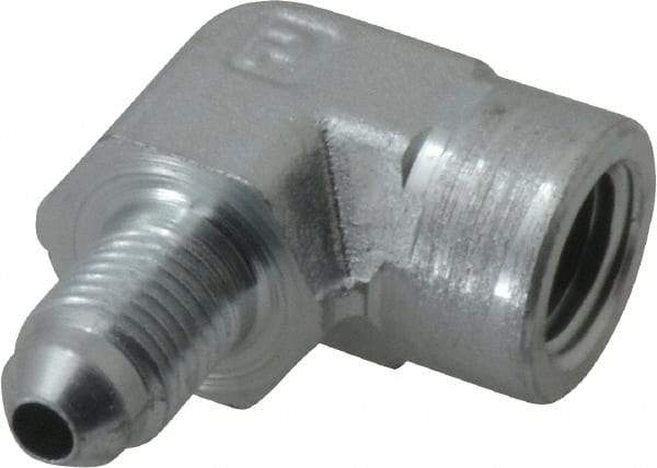 Parker - 1/4" Tube OD, 37° Steel Flared Tube Female Elbow - 1/4 NPTF, Flare x FNPTF Ends - Americas Industrial Supply