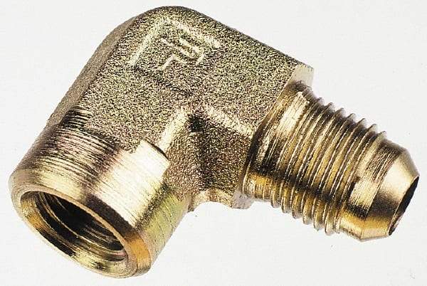 Parker - 3/8" Tube OD, 37° Steel Flared Tube Female Elbow - 1/8 NPTF, Flare x FNPTF Ends - Americas Industrial Supply