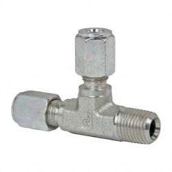 Parker - Metal Flareless Bite Tube Male Run Tee - 1/4 NPTF - Americas Industrial Supply