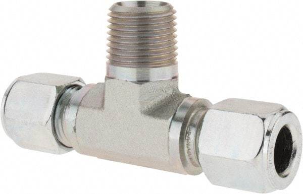 Parker - Metal Flareless Bite Tube Male Branch Tee - 1/2 NPTF - Americas Industrial Supply