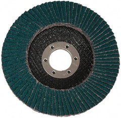 3M - 36 Grit, 4-1/2" Disc Diam, 7/8" Center Hole, Type 27 Zirconia Alumina Flap Disc - Cloth Backing, Arbor Attaching System, Coated - Americas Industrial Supply