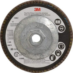 3M - 40 Grit, 4-1/2" Disc Diam, 5/8-11 Center Hole, Type 29 Zirconia Alumina Flap Disc - Cloth Backing, Arbor Attaching System, Coated - Americas Industrial Supply