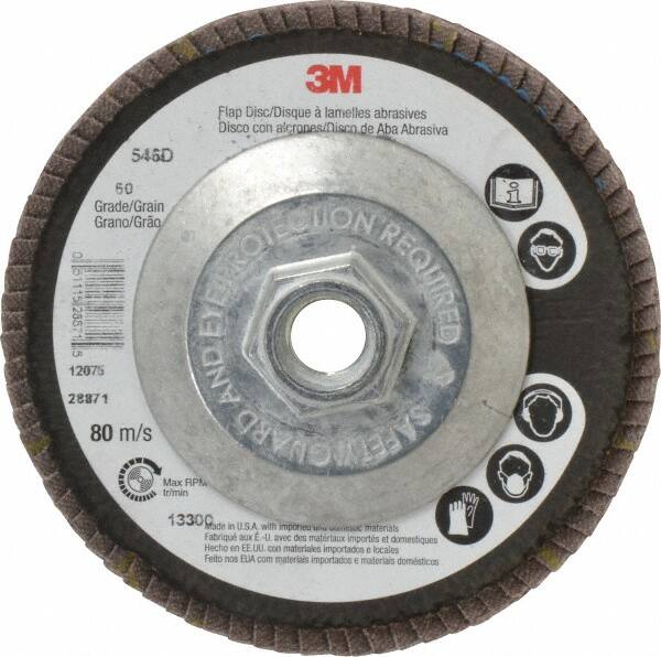 3M - 4-1/2" 60 Grit 5/8-11 Center Hole Type 29 Zirconia Alumina Flap Disc - Americas Industrial Supply