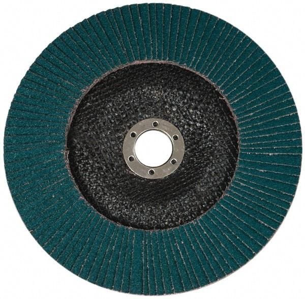 3M - 36 Grit, 7" Disc Diam, 7/8" Center Hole, Type 27 Zirconia Alumina Flap Disc - Cloth Backing, Arbor Attaching System, Coated - Americas Industrial Supply