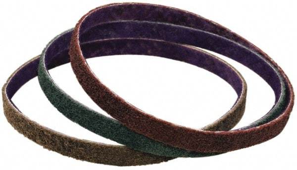 3M - 1/4" Wide x 24" OAL, Aluminum Oxide Abrasive Belt - Aluminum Oxide, Fine, Nonwoven - Americas Industrial Supply