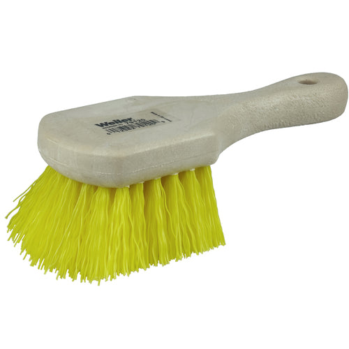 8″ Utility Scrub Brush, Yellow Polypropylene Fill, Short Handle, Foam Block - Americas Industrial Supply