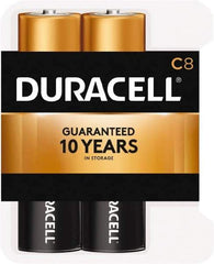 Duracell - Size C, Alkaline, 8 Pack, Standard Battery - 1.5 Volts, Button Tab Terminal - Americas Industrial Supply