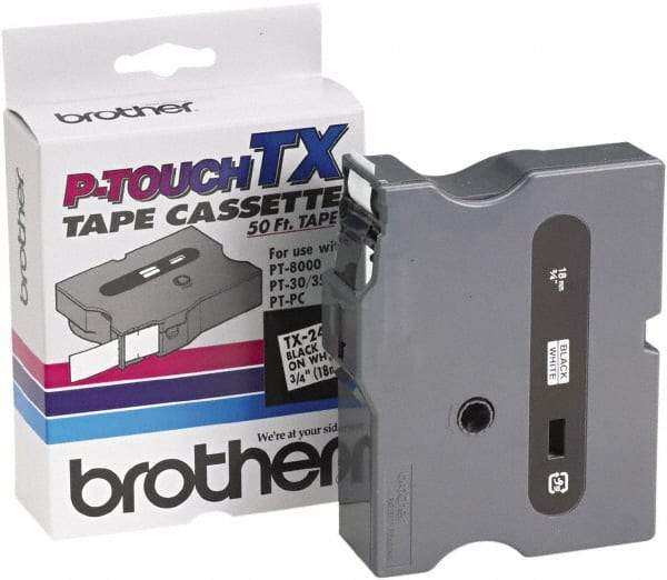 Brother - 3/4" Wide x 600" Long, White Tape Cassette - For Label Maker - Americas Industrial Supply